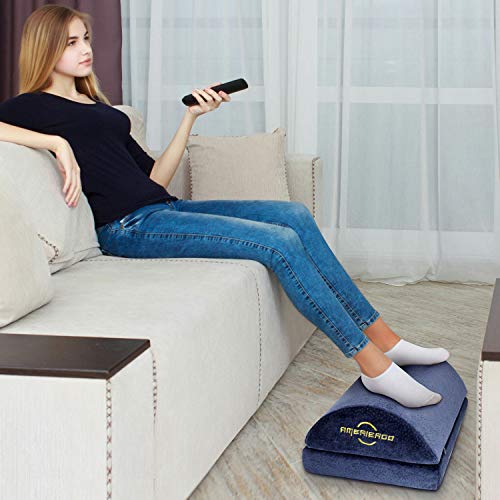 AMERIERGO AEFR1 Foot Rest for Under Desk at Work, Ergonomic Memory Foam  Foot Stool cushion for Home Office, gaming, computer - Adjustable 2 Heig