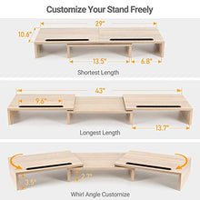 Load image into Gallery viewer, AEMS01L Dual Monitor Stand Riser- 3 Shelf Screen Stand with Adjustable Length and Angle