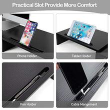 Load image into Gallery viewer, AEMS01L Dual Monitor Stand Riser- 3 Shelf Screen Stand with Adjustable Length and Angle (Black)