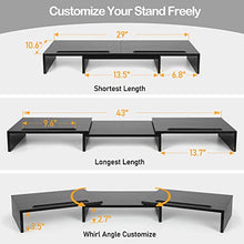 Load image into Gallery viewer, AEMS01L Dual Monitor Stand Riser- 3 Shelf Screen Stand with Adjustable Length and Angle (Black)
