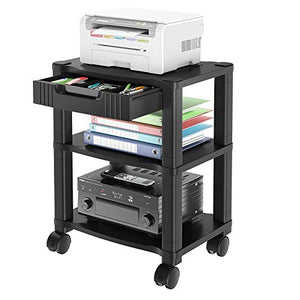 AEPS02 3 Tier Height Adjustable Printer Stand with Drawer for Printer, Scanner & Fax