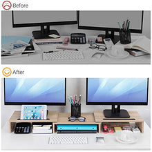 Load image into Gallery viewer, AEMS01L Dual Monitor Stand Riser- 3 Shelf Screen Stand with Adjustable Length and Angle
