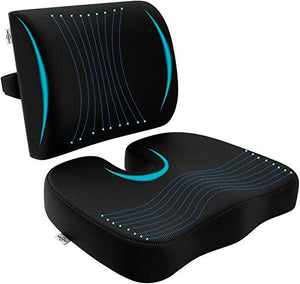 AESS01 Seat Cushion & Lumbar Support - Memory Foam Ergonomic Lumbar Support Pillow